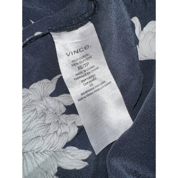 Vince Silk Midi Dress Midnight Blue Floral Sleeveless Asymmetric Size XS - Picture 7 of 7